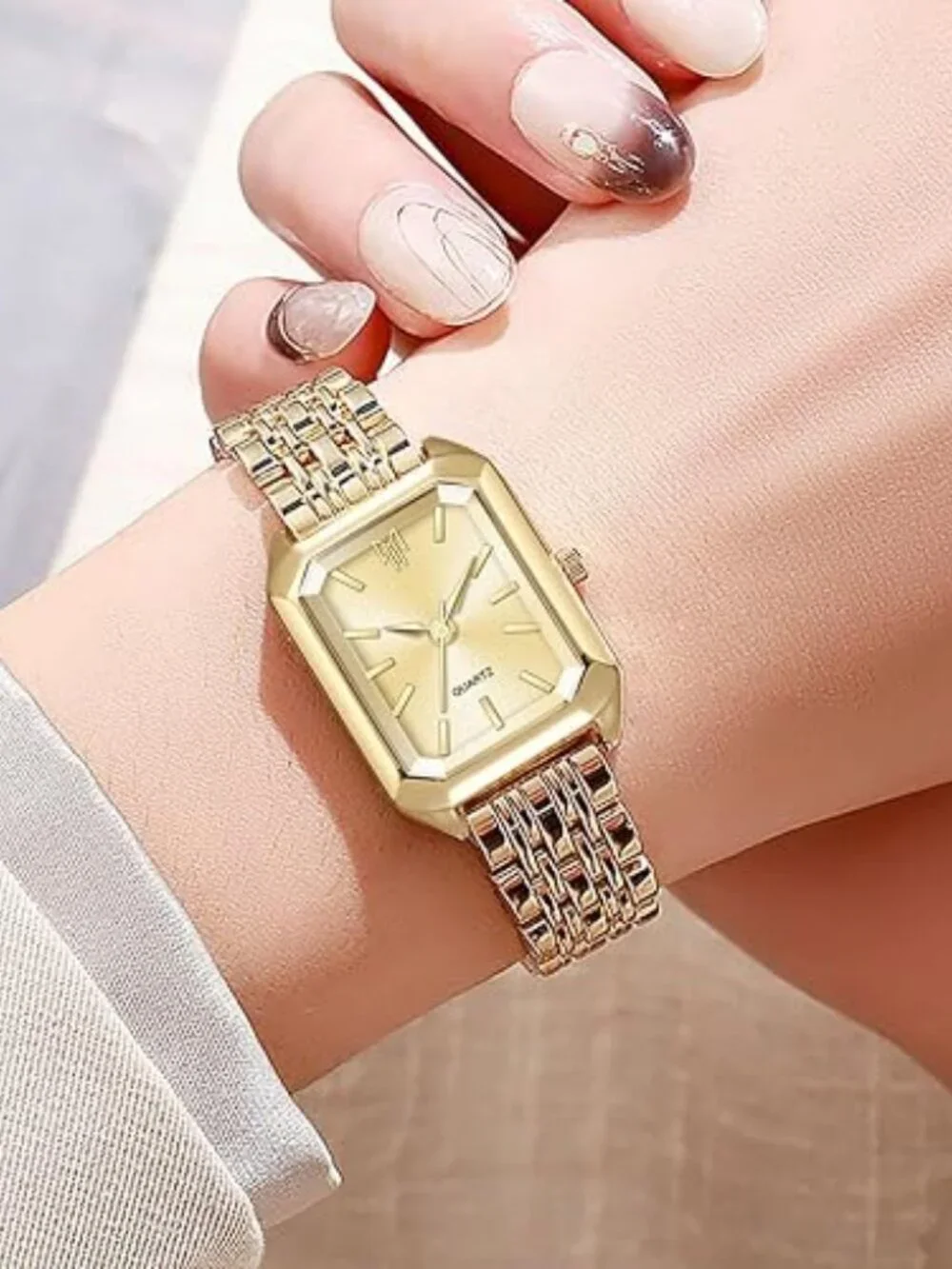 Women’s Square Quartz Watch Steel Strap Casual Fashion Wristwatch
